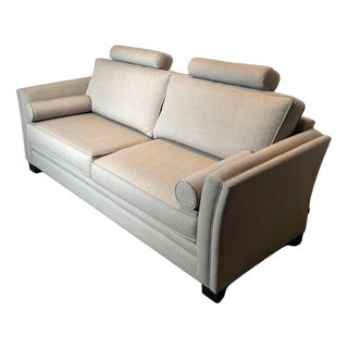 Beige Fabric 3-Seater Sofa with Headrests For Sale