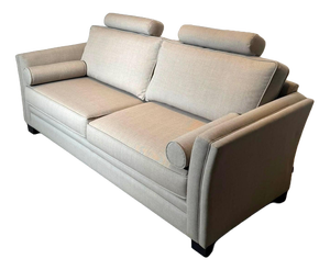 Beige Fabric 3-Seater Sofa with Headrests