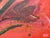 Wood Vibrant abstract red flowers with splashes of green & yellow on box canvas 2007 For Sale - Image 7 of 8