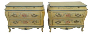 French Shabby Chic Karges Hand Painted Bombay Commodes Dressers a Pair 6144