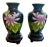 Asian Style Petite Black Cloisonne Vases - a Pair For Sale