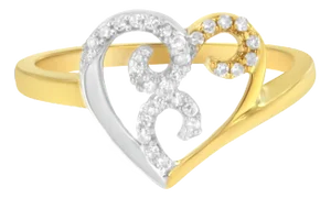 10K Two-Toned Gold Diamond Heart Shape Cluster Ring (1/6 Cttw, H-I Color, I1-I2 Clarity) - Size 7-1/2