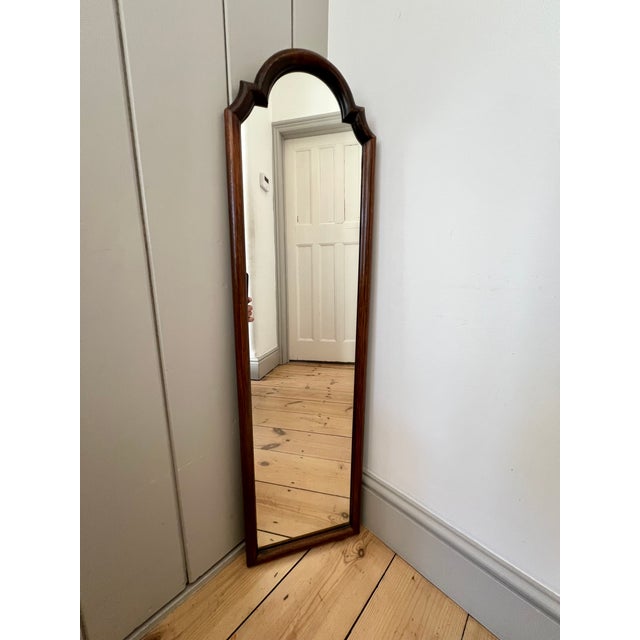 Tall Narrow Antique Wooden Scallop Frame Mirror, France, 1920s For Sale - Image 11 of 13