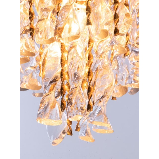 Metal German Tendril Ribbon Chandelier in Crystal Glass & Gilt-Brass from Palwa, 1960s For Sale - Image 7 of 17