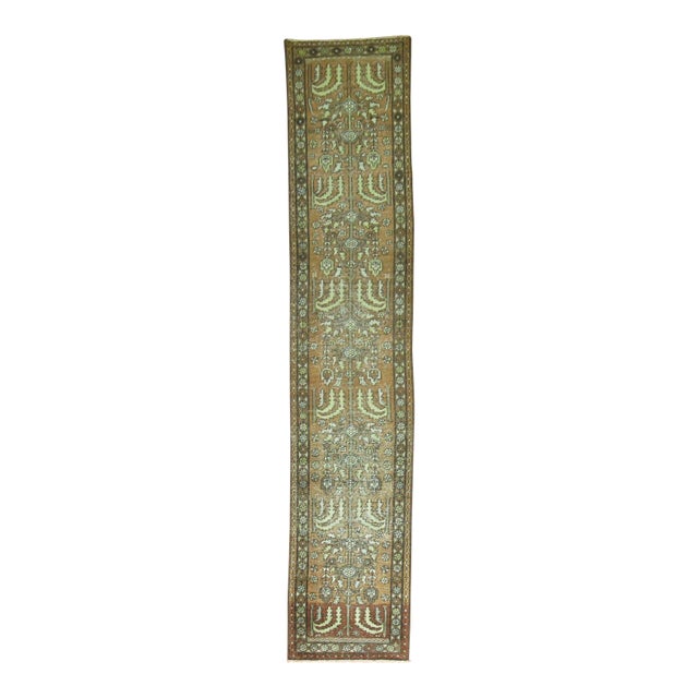 Early 20th Century Shabby Chic Tree of Life Runner - 1'10" x 9'8" For Sale