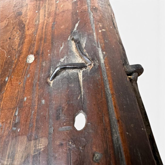 Wood Antique 18th Century Wooden Trunk Coffer – Primitive Dovetail Chest For Sale - Image 7 of 16