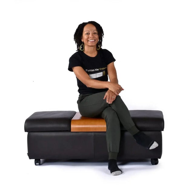 Mid-Century Modern Fjords Amsterdam Brown Leather Scandinavian Storage Bench and Coffee Table For Sale - Image 3 of 12