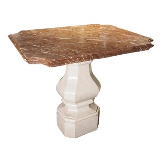 19th Century Carrara and Sicilian Marble Table From a Villa in Turin For Sale