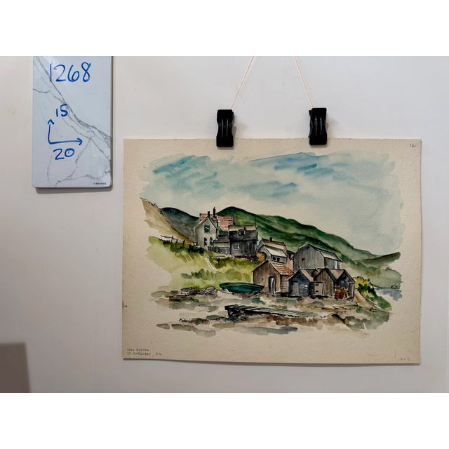 Paper Henry Emil Salloch Original Watercolor on Paper Cape Breton St Margaret, Ns, Canada. 1953. For Sale - Image 7 of 7