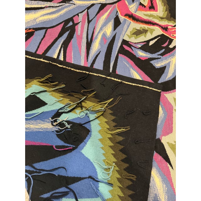 Black 20th C. Mid-Century Modern Figural Handwoven Tapestry Signed “Schubert” 3'9" X 6'1" For Sale - Image 8 of 10
