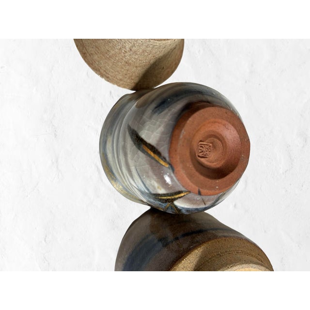 Late 20th Century Late 20th Century Japanese Wabi-Sabi Studio Pottery Yunomi Tea Cups - Set of 4 For Sale - Image 5 of 10