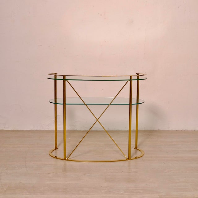 Vintage Italian Brass and Glass Console Table, 1970s For Sale - Image 16 of 18