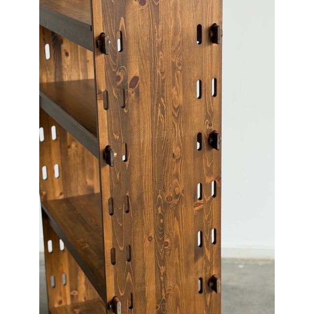 Wood Antique Vintage Solid Wooden Arts & Crafts Pegged Bookcase For Sale - Image 7 of 17