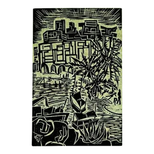 1940s Jacob Heller Caleta South American Woodblock