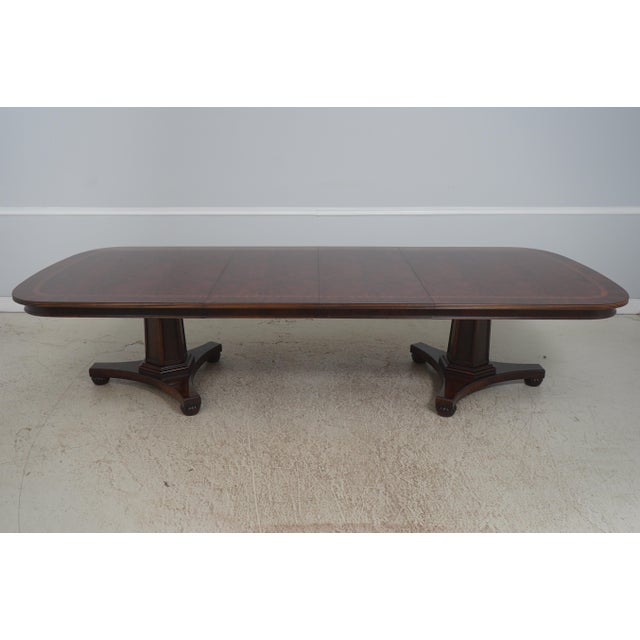 Henredon Mahogany Double Pedestal Inlaid Dining Table For Sale - Image 10 of 18