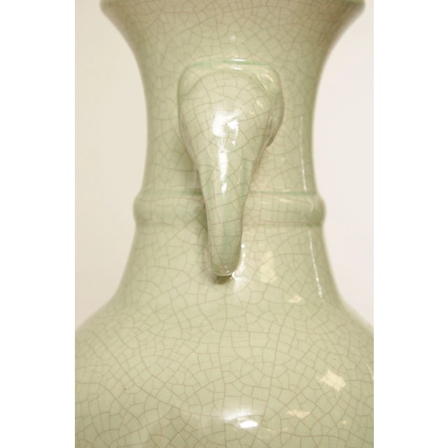 1990s Asian Style Celadon Elephant Urn Table Lamp For Sale - Image 10 of 13