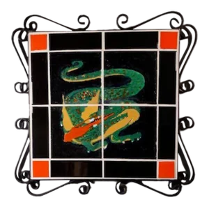 1920s Dragon Tudor Pottery and Tile Wall Plaque