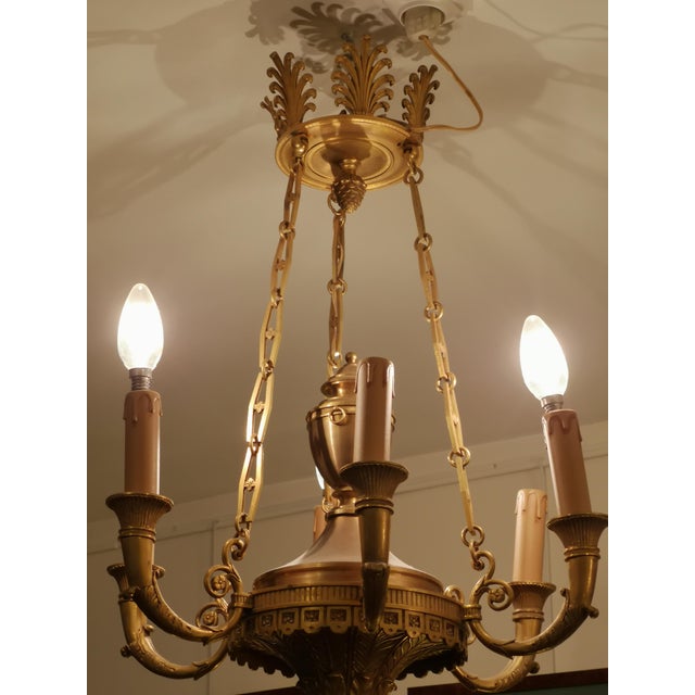 French Empire Gilt Bronze Chandelier For Sale - Image 4 of 11