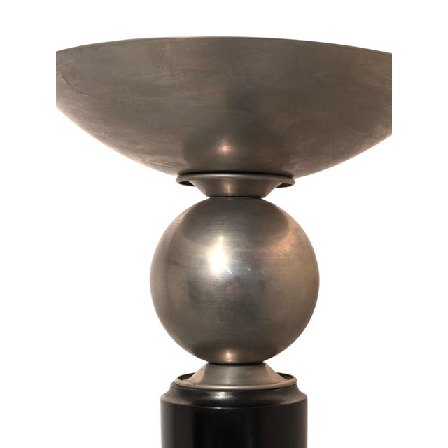 Early 20th Century A Tall French Art Deco Tiered Torchere /Floor Lamp in Ebonized Wood and Metal For Sale - Image 9 of 16