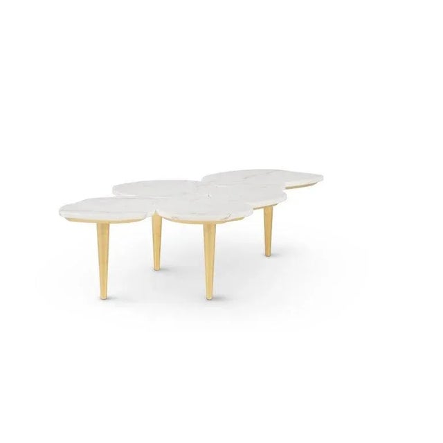 MCM Rare Rute Martins Infinity Coffee Table Calcutta Marble Gold Leaf by Greenapple For Sale In New York - Image 6 of 6