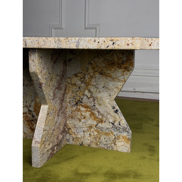 Unique Vintage Postmodern Granite Stone Coffee Table With Scalloped Edge For Sale - Image 10 of 16