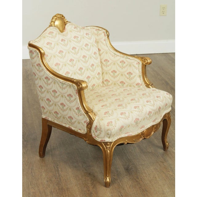 High Quality Antique Late 19th Century Gilt Wood Frame Custom Upholstered Chair