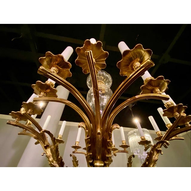 Early 20th Century Vintage French Neoclassical Style Polished Brass 16-Light Sconce For Sale - Image 5 of 7