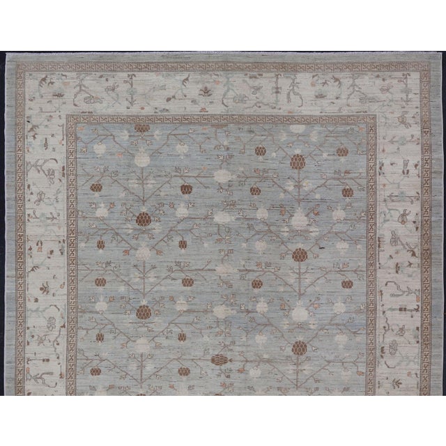 Large All-Over Design Khotan Rug in Grey Blue, Light Brown, Ivory & Taupe For Sale - Image 12 of 15
