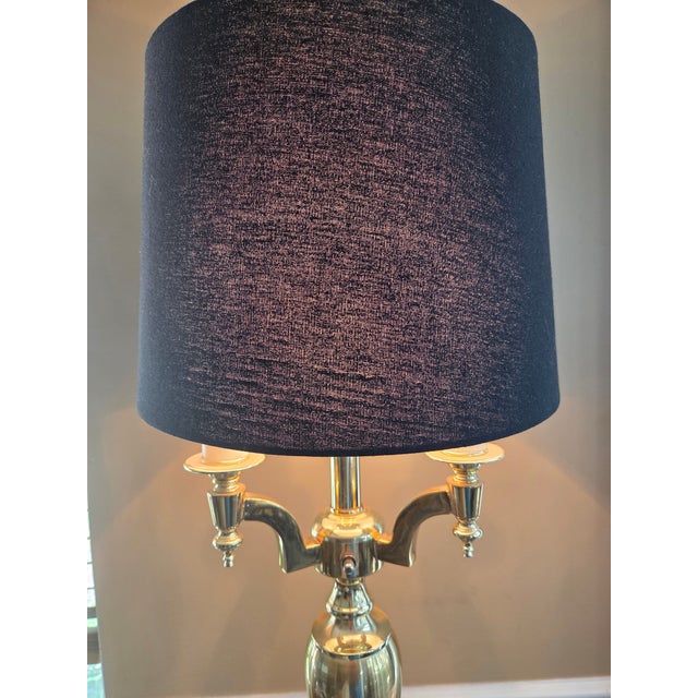 Late 20th Century Brass Bouillotte Style Candelabra Table Lamp For Sale - Image 15 of 15