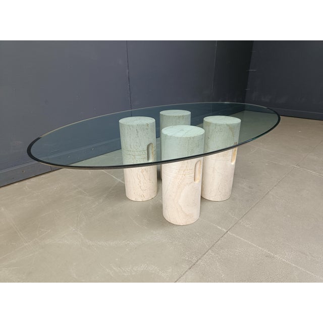 Vintage Travertine and Glass Coffee Table, 1970s For Sale - Image 8 of 18