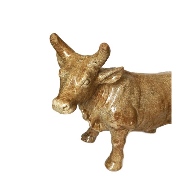 Vintage Large Ceramic Bull Statue Statue Wall Street For Sale - Image 6 of 7