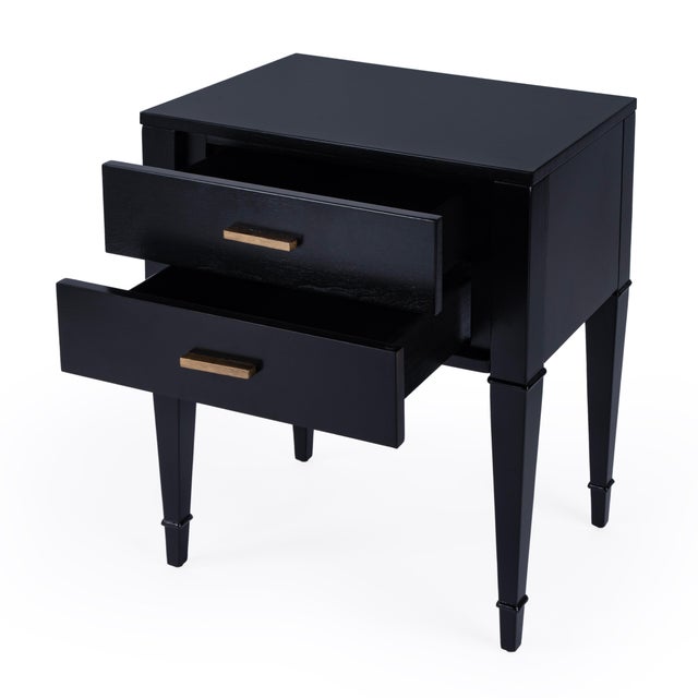 Spritely Home Accent Furniture Kai 24 in. W Rectangular Wood 2 Drawer End Table, Black Licorice For Sale - Image 4 of 9