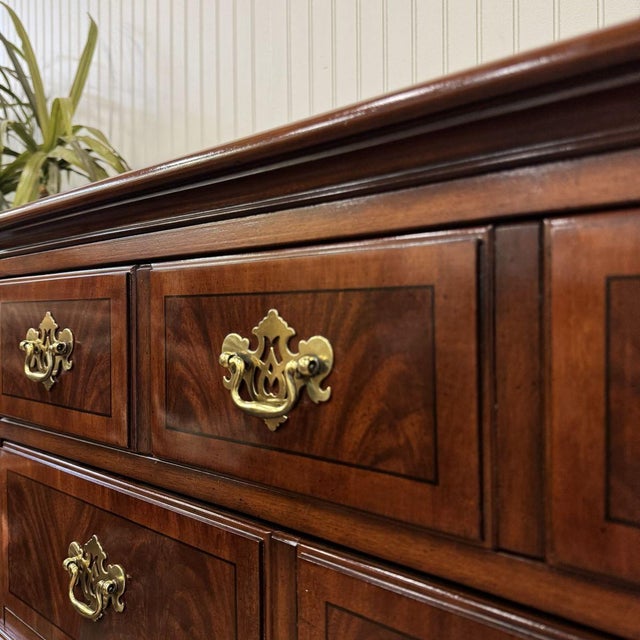 Vintage Drexel Heritage Chippendale Flame Mahogany Tall Chest / Dresser For Sale - Image 9 of 12