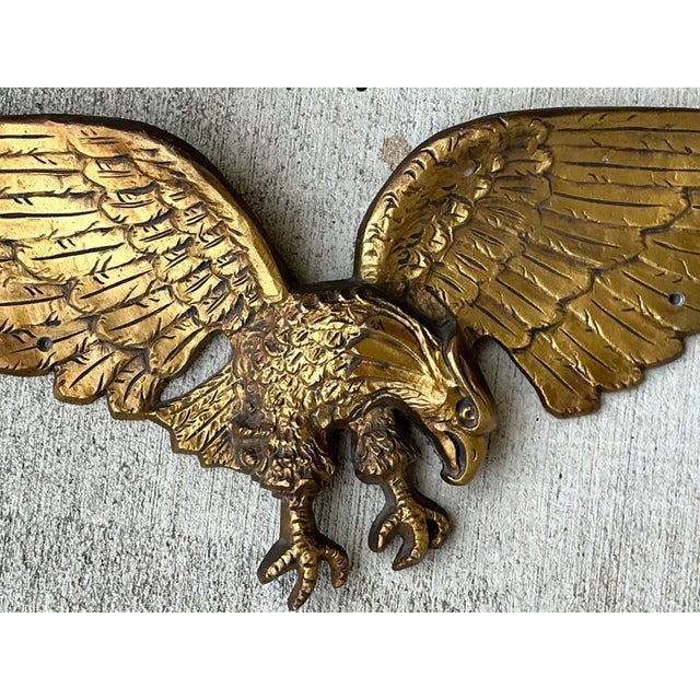 Vintage Gold Painted Metal Eagle Wall Sculpture For Sale - Image 10 of 17