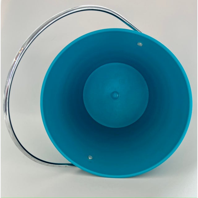 Vintage Larry Laslo for Towle Turquoise Blue Ice Bucket and Pitcher Set 80s Modern Memphis Barware - a Pair For Sale - Image 12 of 16
