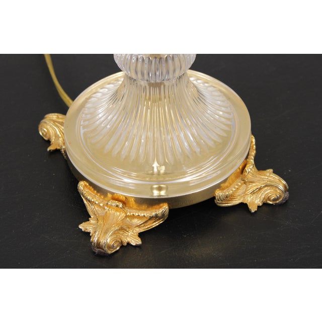 1980s Pair Sunning Italian Brass & Crystal Urn Style Table Lamps For Sale - Image 12 of 16