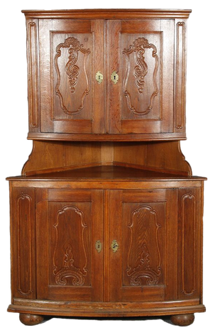Small Baroque Corner Cabinet in Oak, 18th Century
