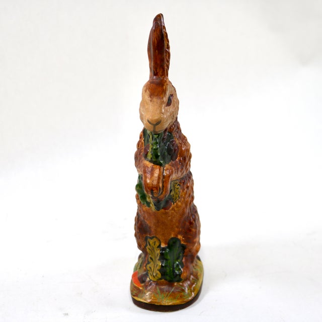 Vintage Vaillancourt Sculptural Folk Art Chalkware Hand Painted Standing Rabbit Figurine For Sale - Image 4 of 9
