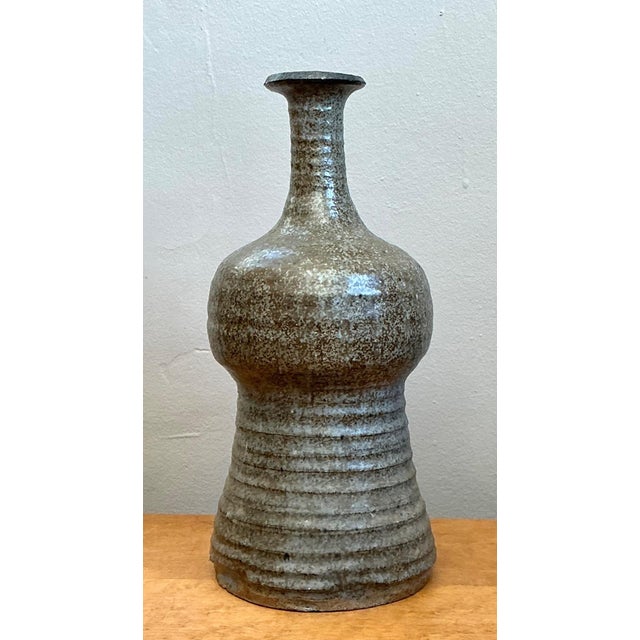 Vintage Textured Studio Pottery Vase For Sale - Image 13 of 17