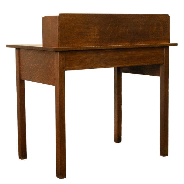 Early 20th Century Antique American Arts & Crafts Mission Oak Gustav Stickley Postcard Desk 1905 For Sale - Image 5 of 12