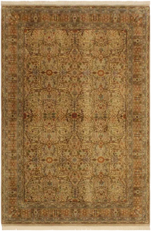 1980s Semi Vintage Tabriz Tan/Lt. Brown Wool Rug - 4'0 X 6'6
