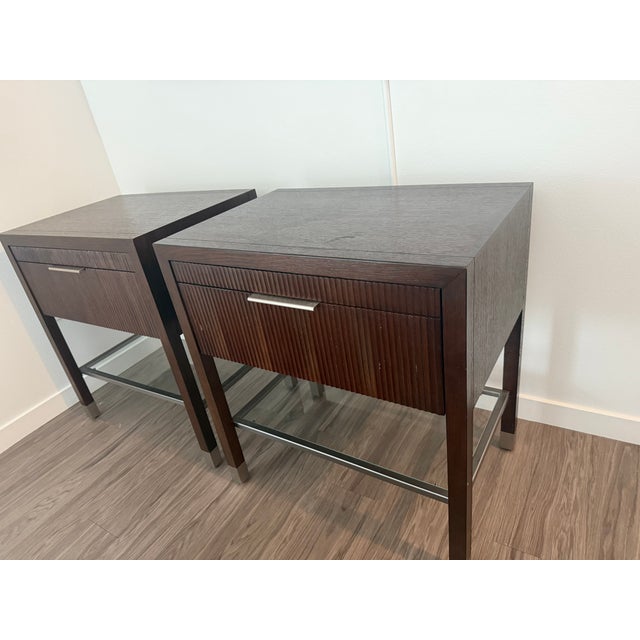 Wood Mid-Century Modern Chestnut Night Table-Set of 2 For Sale - Image 7 of 12