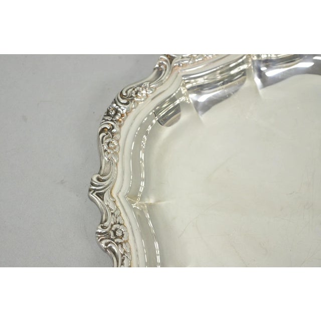 International Silver Mid 20th Century International Silver "Countess" Silver Plated Small Bar Tray Serving Platter For Sale - Image 4 of 12