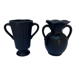 Small Black Ceramic Vases With Handles For Sale