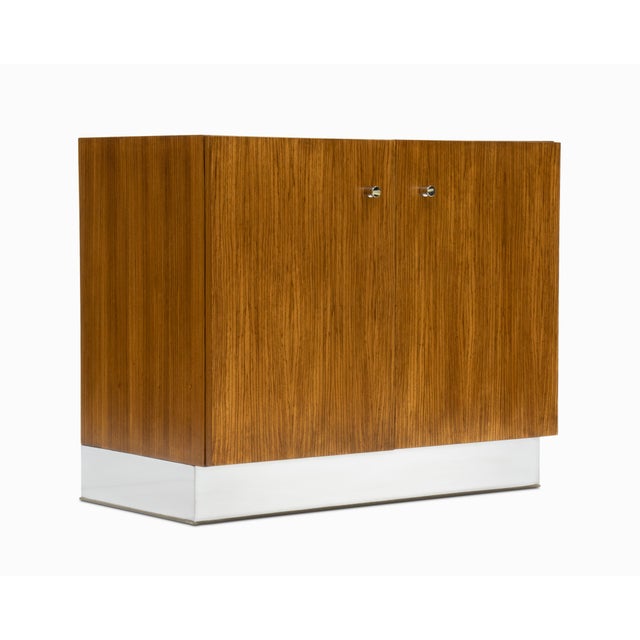 Pair of Vintage Mid Century Zebrawood and Chrome Cabinets by Milo Baughman For Sale - Image 12 of 15