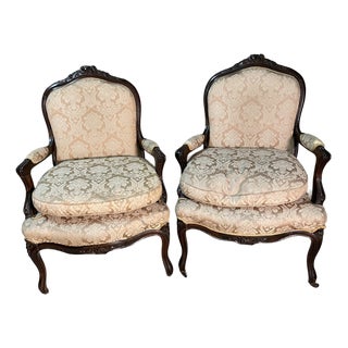 19th Century Louis XV French Armchairs, Set of 2 For Sale