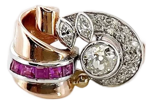 1940s Retro Old Mine Cut Diamond Ring, Size 9.5
