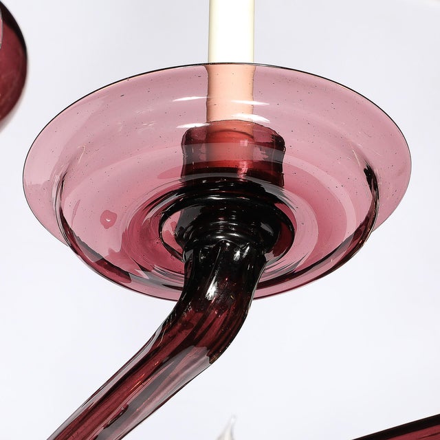 Modernist Hand-Blown Classical Amethyst Murano Glass Chandelier by Lorin Marsh For Sale - Image 9 of 18