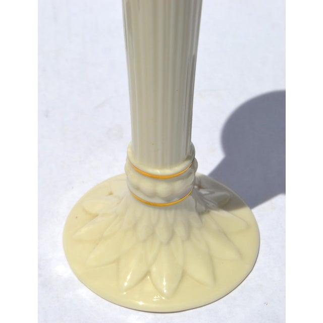 Ivory Set 2 Lenox Collectibles Tall Bud Vases Ivory Ceramic Fine China 24k Gold For Sale - Image 8 of 16