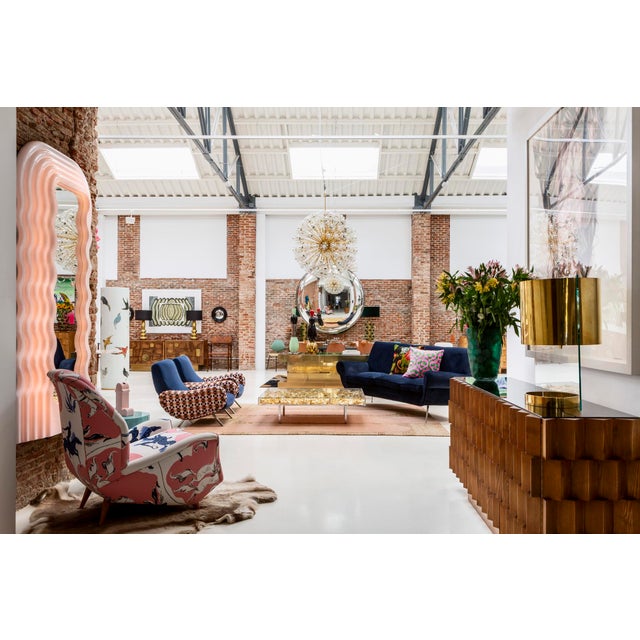 Italian Curved Sofa in Navy Blue Cotton Velvet by Gigi Radice for Minotti, 1950s For Sale - Image 12 of 14